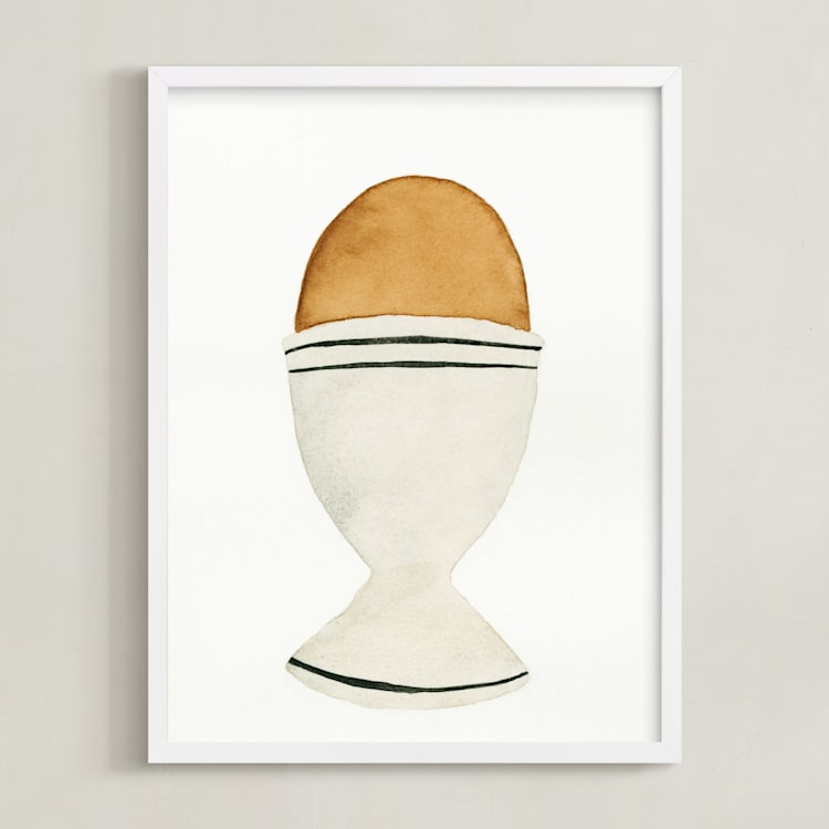 "The Humble Egg" - Art Print in porcelain gray by Monica Loos - Framed
