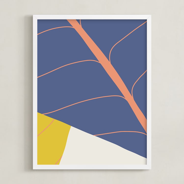 "Abstract Leaves" - Art Print in Twilight by Alicia Schultz - Framed