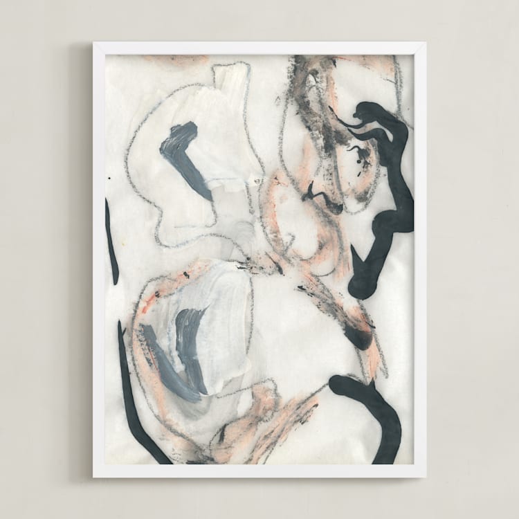 "Southern Cotton Series 4" - Art Print in Pink and Grey by Angela Simeone - Framed