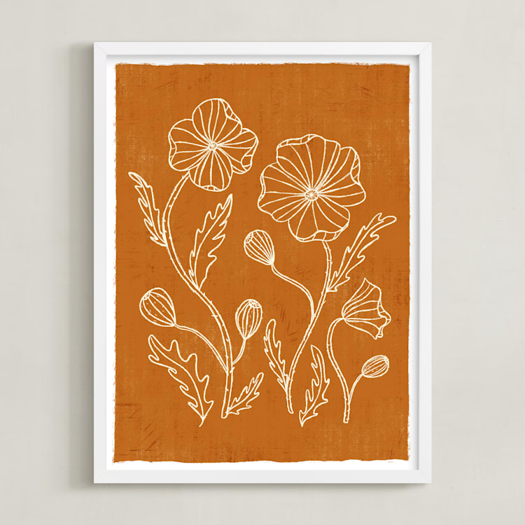 "Poppy Joy" - Art Print in Burnt Orange by Angel Walker - Framed