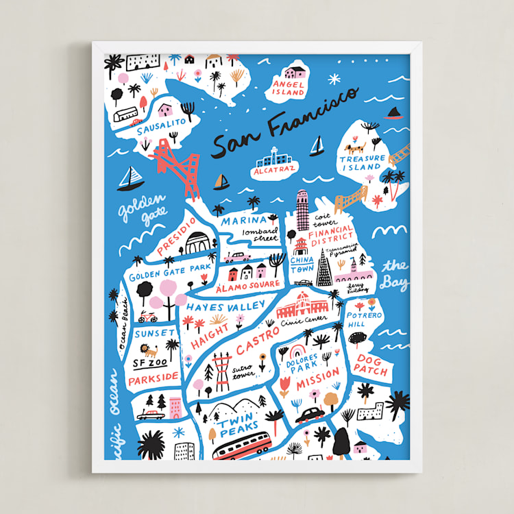 "I Love San Francisco" - Art Print in Sea Blue by Jordan Sondler - Framed