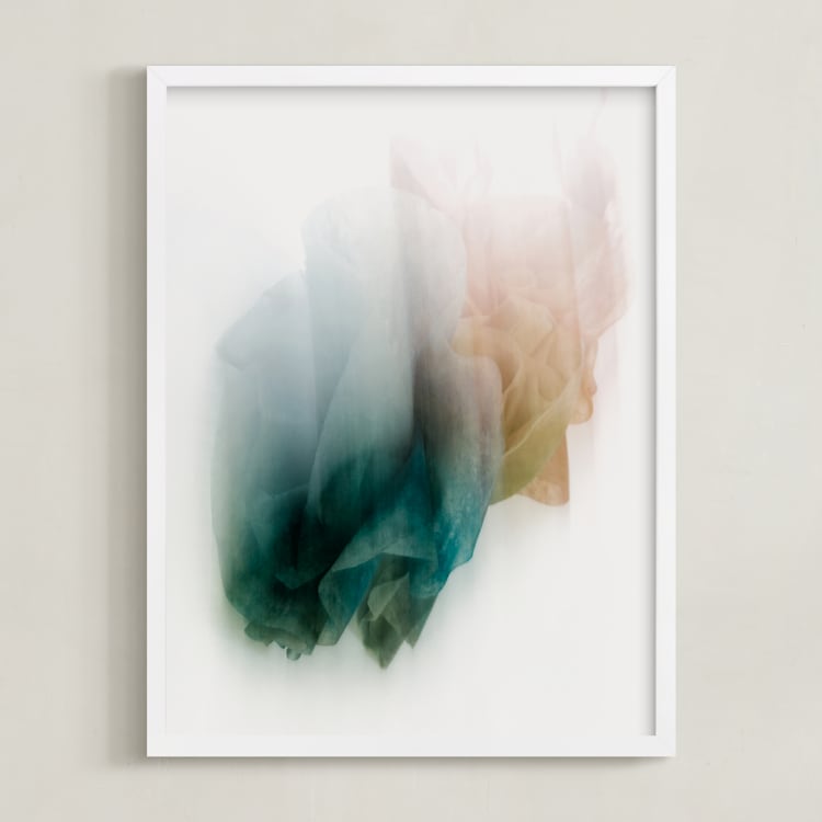 "Coffee Filtered Light" - Art Print in teal by Karen Kardatzke - Framed