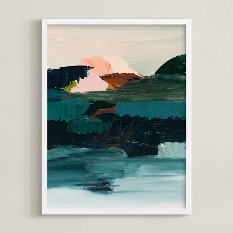 "Curacao" - Art Print in Turquoise blue by Caryn Owen - Framed