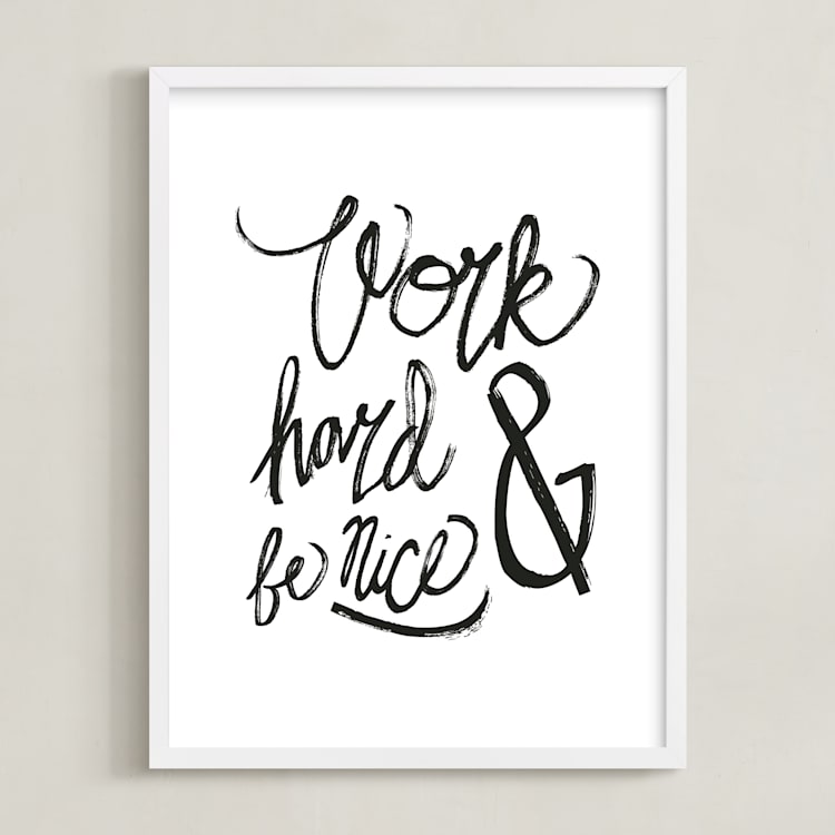 "Nice Work" - Art Print in White by Heather Francisco - Framed
