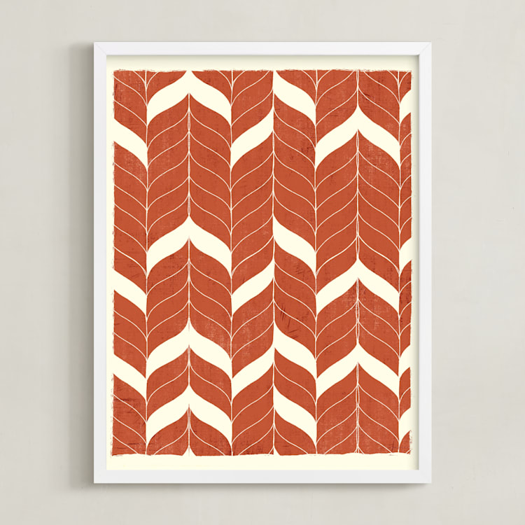"Chevron Flow" - Art Print in Rust by Angel Walker - Framed