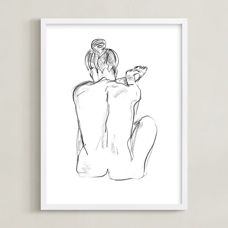 "Stretching" - Art Print in White by Miranda Mol - Framed