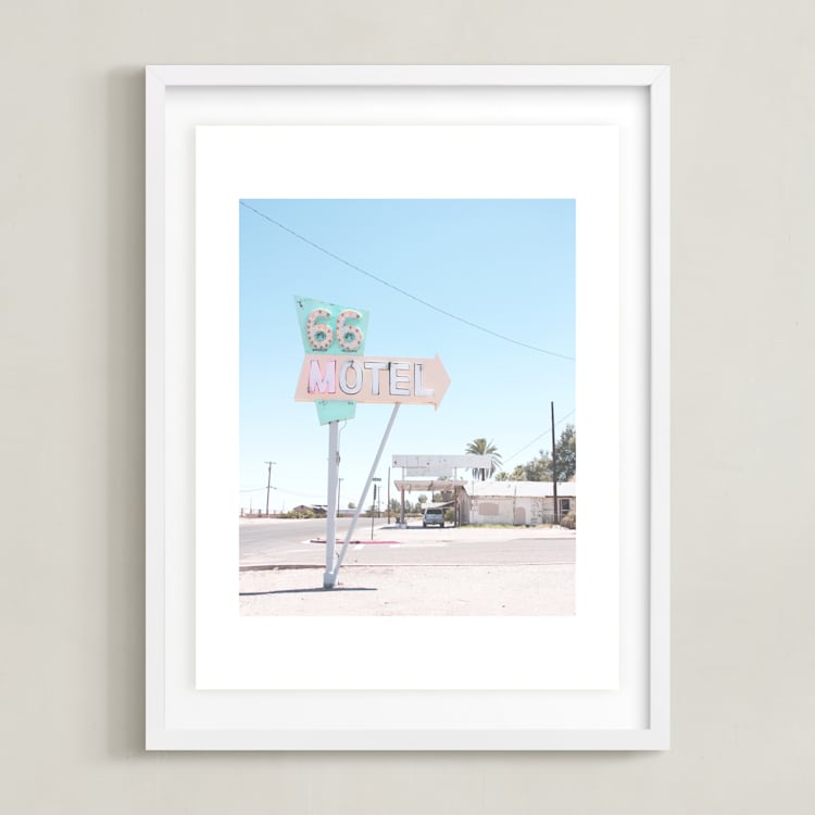 "66" - Art Print in vintage blue by Calais A Le Coq - Framed