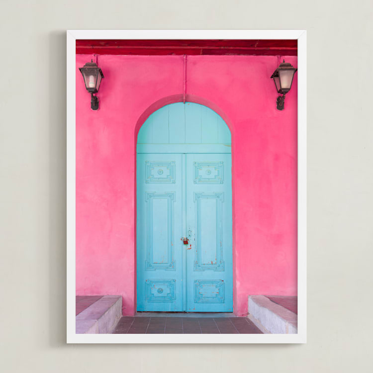 "Pandora's Door" - Art Print in Pink by Anna Argiropoulos - Framed