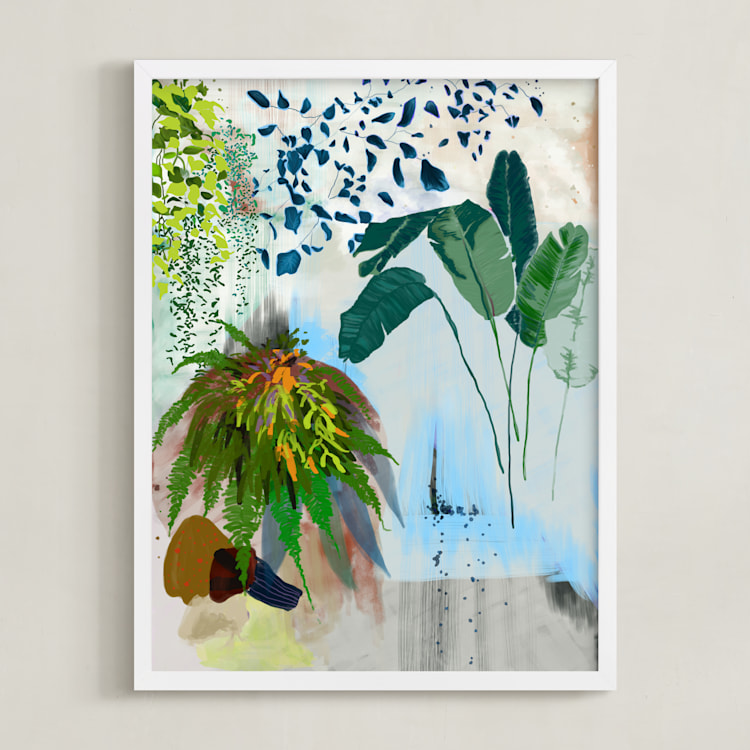 "A Composition of Plants" - Art Print in Blue Safari by Yanni Hui - Framed