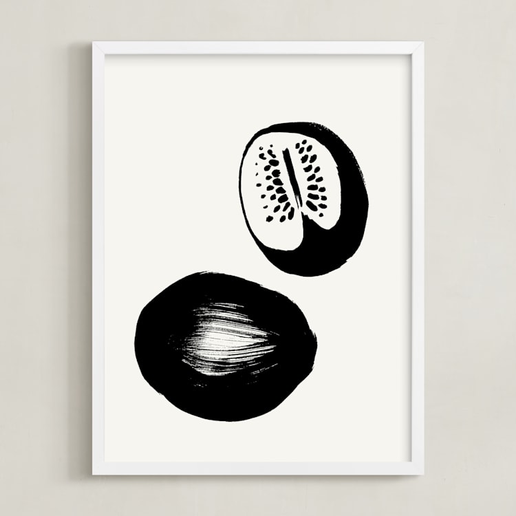 "Watermelons" - Art Print in Black on Off-white by Sonya Percival - Framed