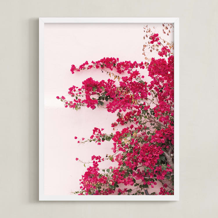 "Bright Bougainvillea" - Art Print in Bright Pink by The One With Wanderlust - Framed