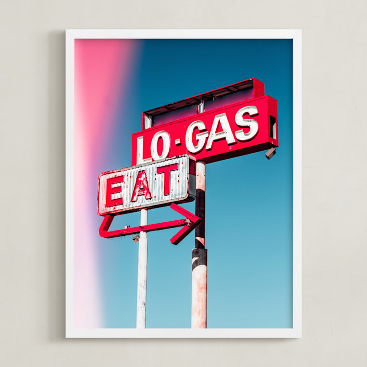 "Desert Signs" - Art Print in Bold Sign Red by Kate Baird - Framed