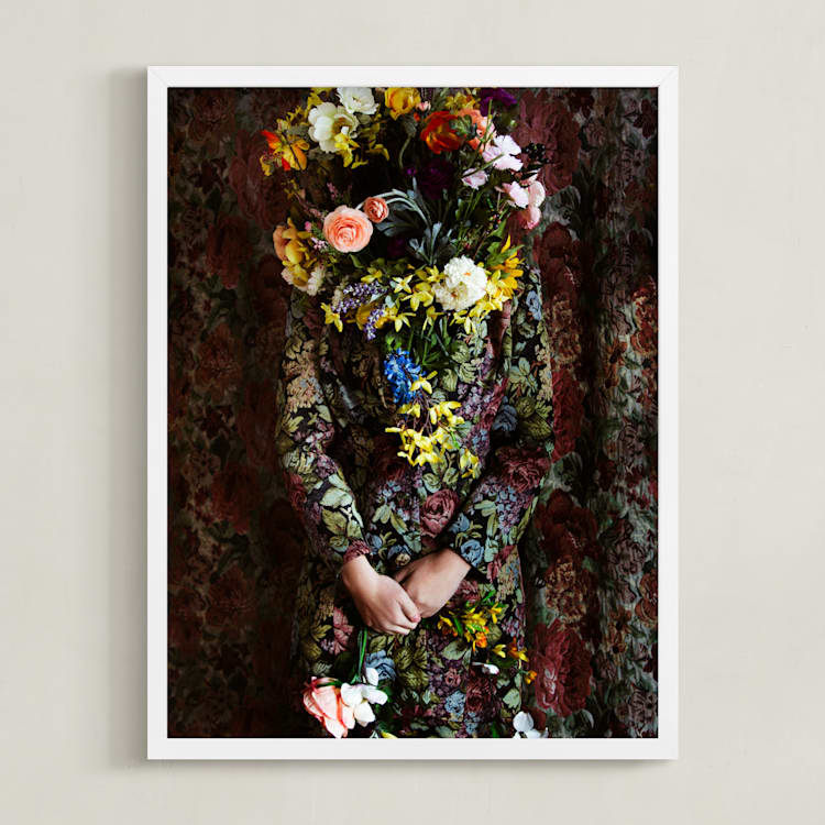 "Shes Blooming" - Art Print in Magical Rose by Theresa Bear - Framed