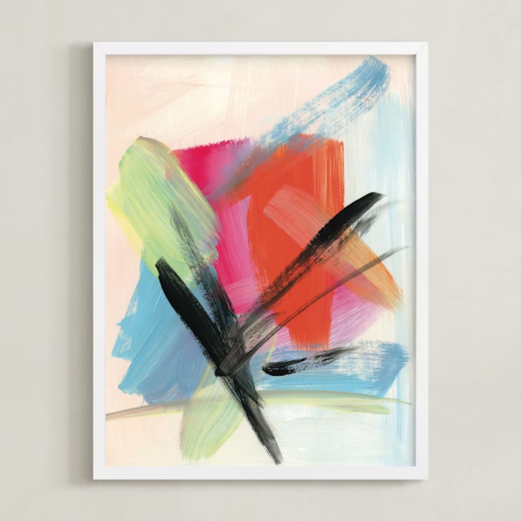 "Weekend Getaway" - Art Print in Tangerine by Monica Janes Fine Art - Framed