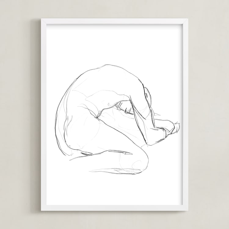 "Seated Figure" - Art Print in Bright White by Lorent and Leif - Framed