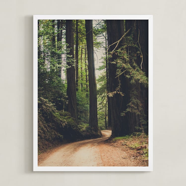 "Walk Into the Woods" - Art Print in Forest Brown by Bente Jorgensen-Barajas - Framed
