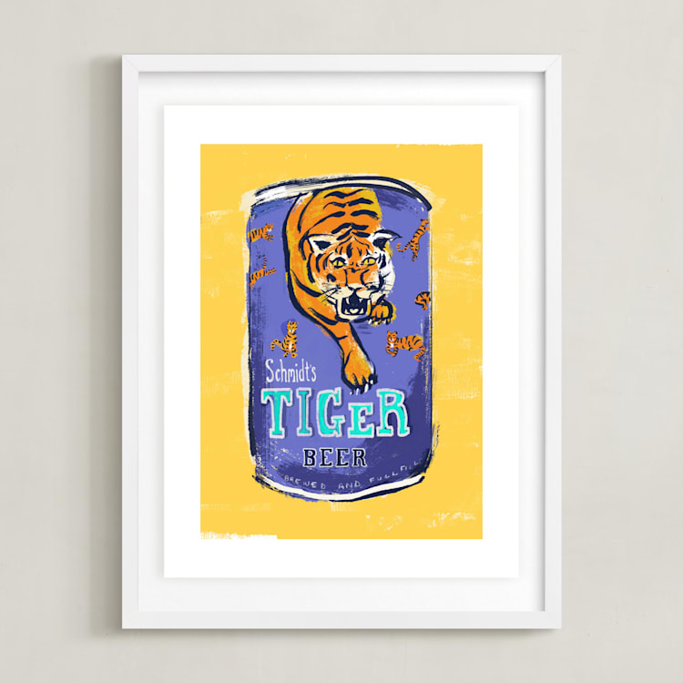 "Beer Diptych (ii)" - Art Print in Gold and Blue by Zoe Pappenheimer - Framed