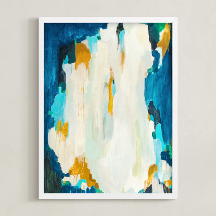 "Agua de Oro" - Art Print in Navy by Parima Studio - Framed