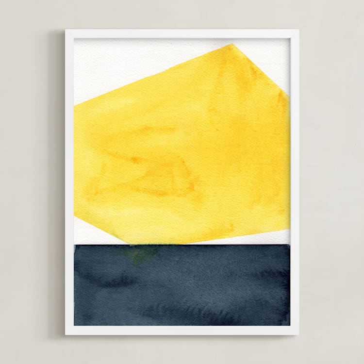 "Rising Sun" - Art Print in White by Celeste Duffy - Framed