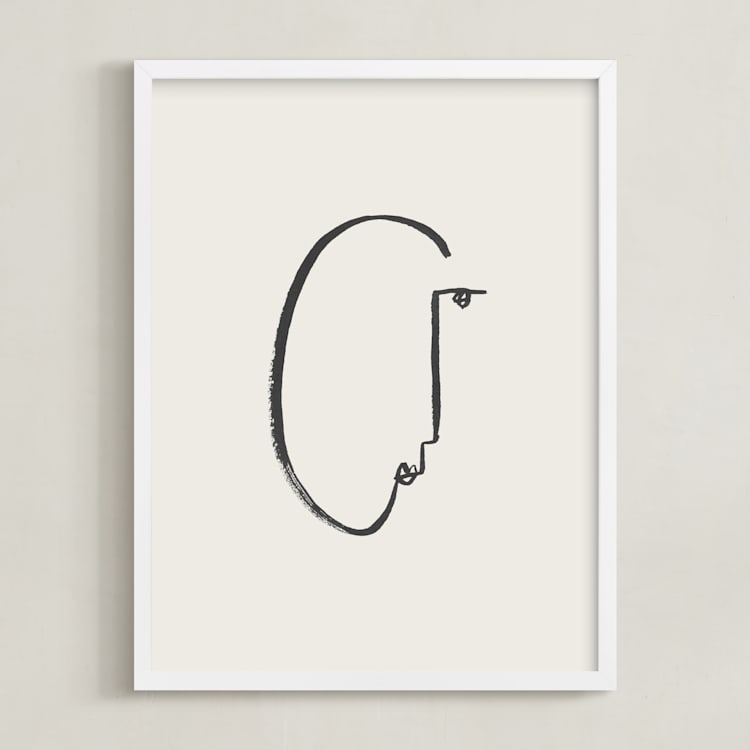 "Face Study I" - Art Print in Creamy White by Chelsea Petaja - Framed