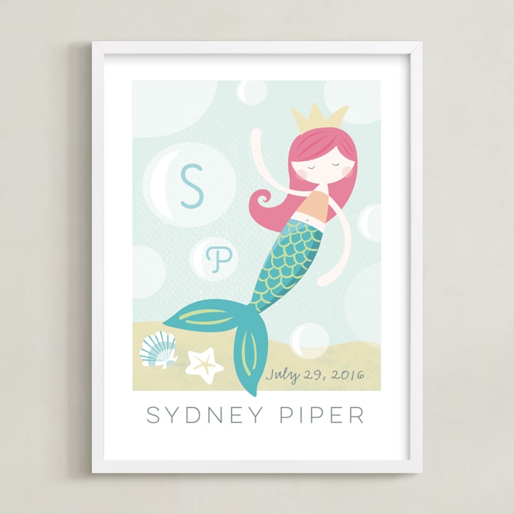 "sirens song" - Personalized Art Print in Bubblegum by peetie design - Framed