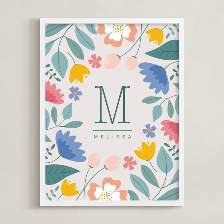 "Forest Flowers" - Personalized Art Print in Forest by Zani van Zyl - Framed