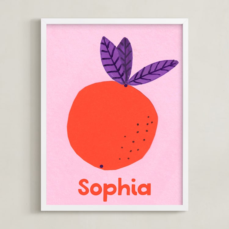 "My Fruity Family III" - Personalized Art Print in Citrus by Marta Crea - Framed