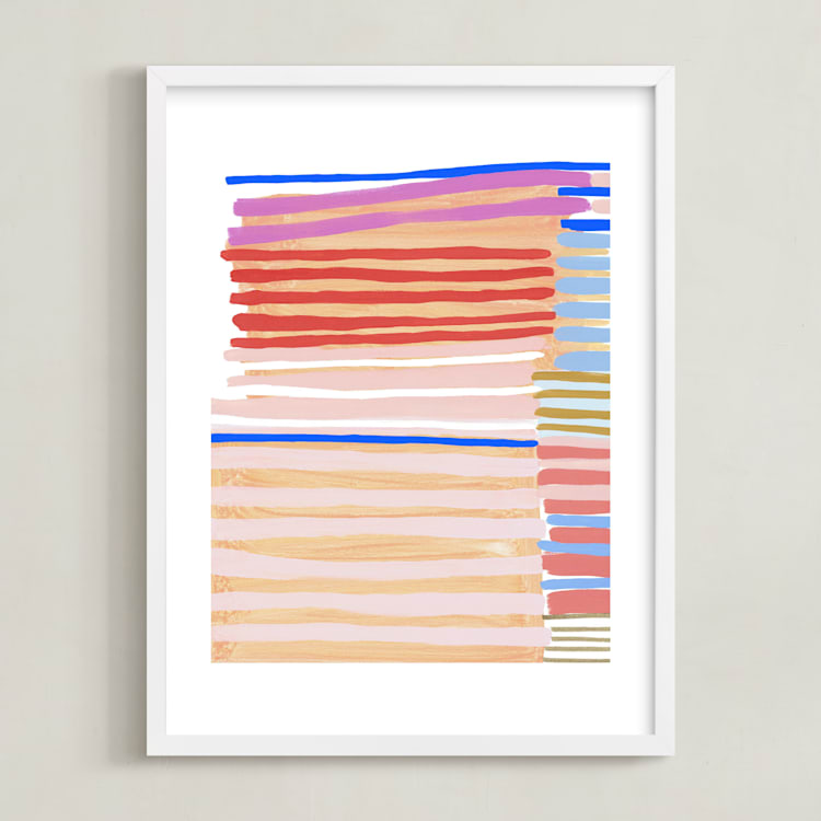 "Peach Party One" - Art Print in Poppy by Katie Craig - Framed
