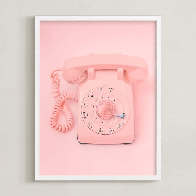 "0 is for operator." - Art Print in Strawberry Shortcake Pink by Alicia Abla - Framed