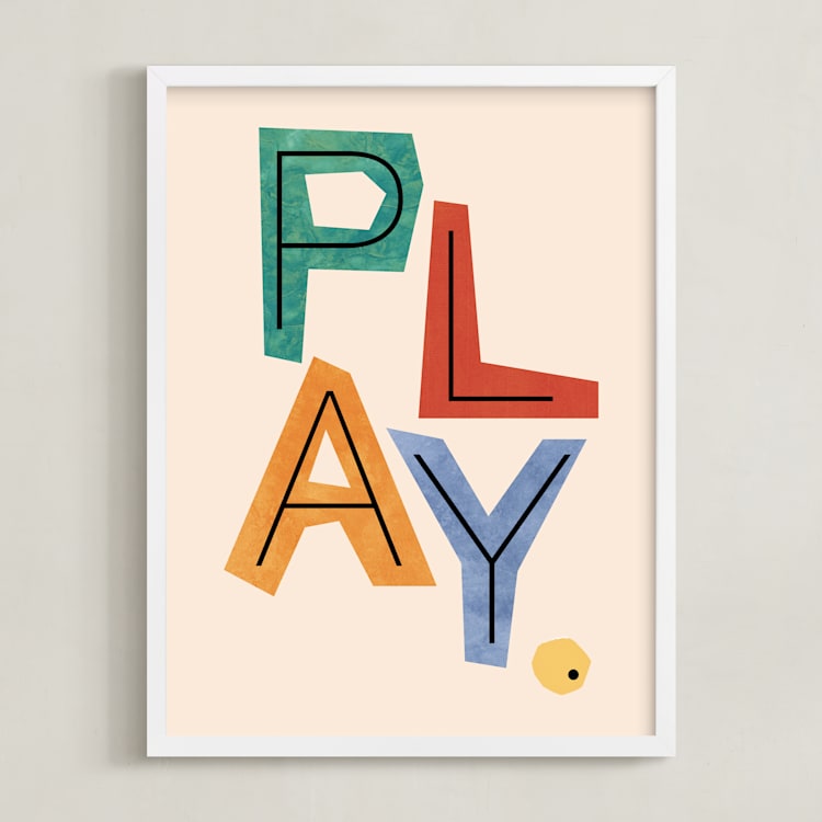 "Creative Play" - Art Print in Cream by Nazia Hyder - Framed