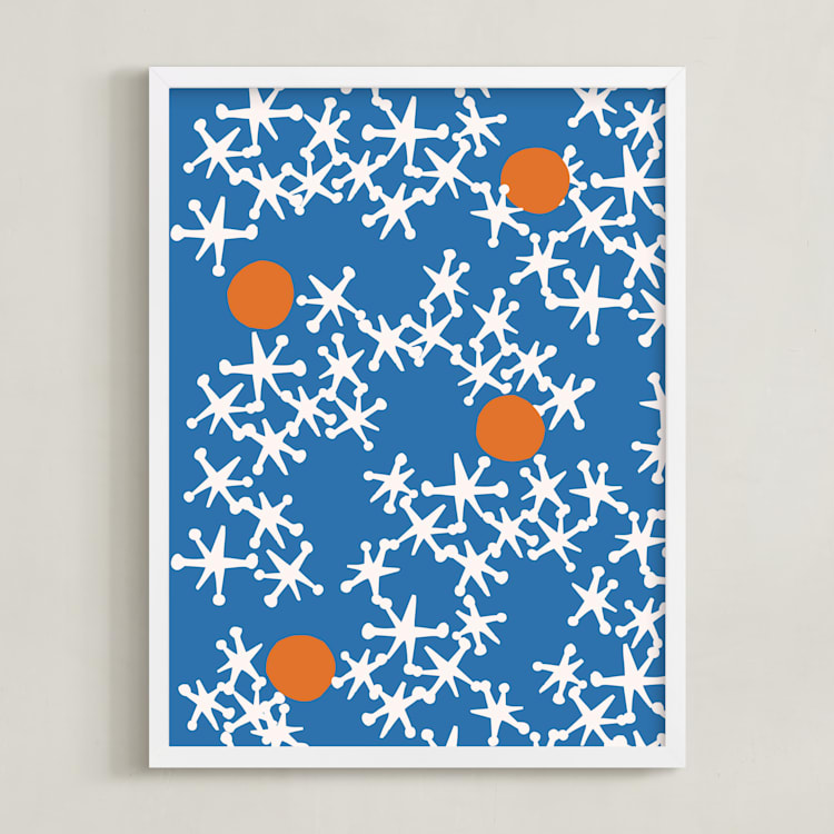 "Fun & Games III" - Art Print in Blue by Ampersand Design Studio - Framed