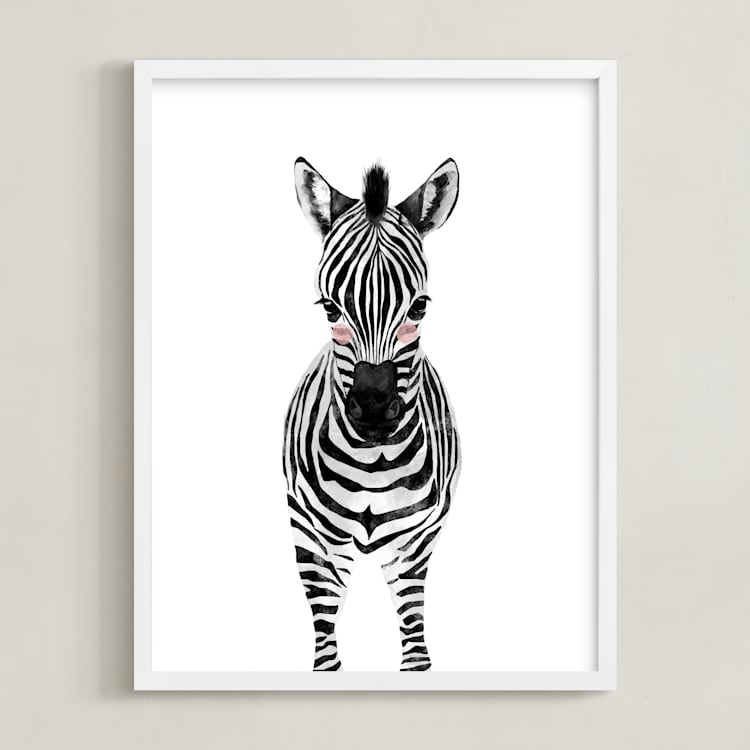 "baby animal.zebra" - Art Print in black by Cass Loh - Framed