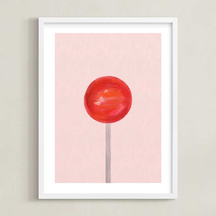 "Lolli Pop" - Art Print in bubblegum by Maja Cunningham - Framed