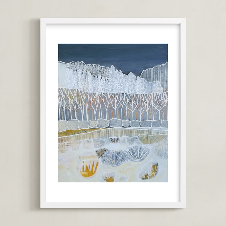 "White Woods" - Art Print in Winter White by Sarah Fitzgerald - Framed