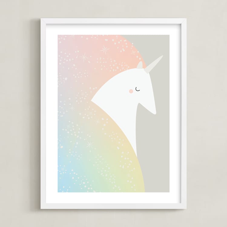 "Unicorn" - Art Print in Blush by Lori Wemple - Framed