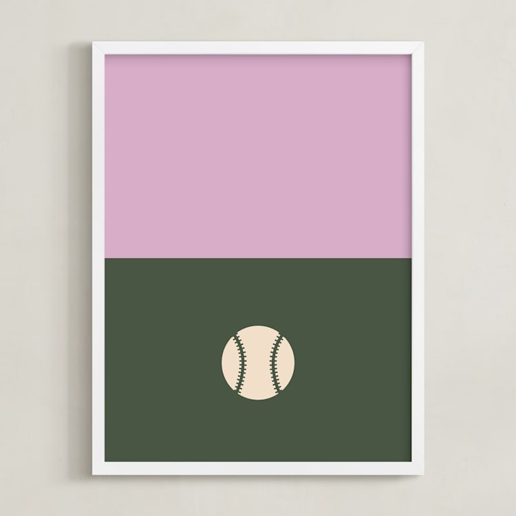 "3 Season Sport | Baseball" - Art Print in Olive by pacifica project - Framed