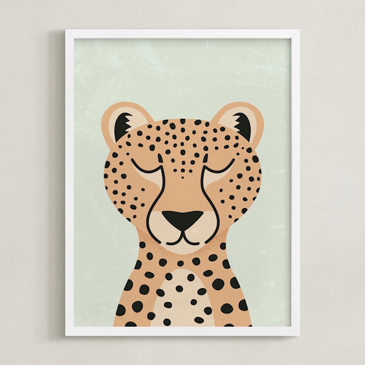 "Cheetah" - Art Print in Dry Grass by 2birdstone - Framed