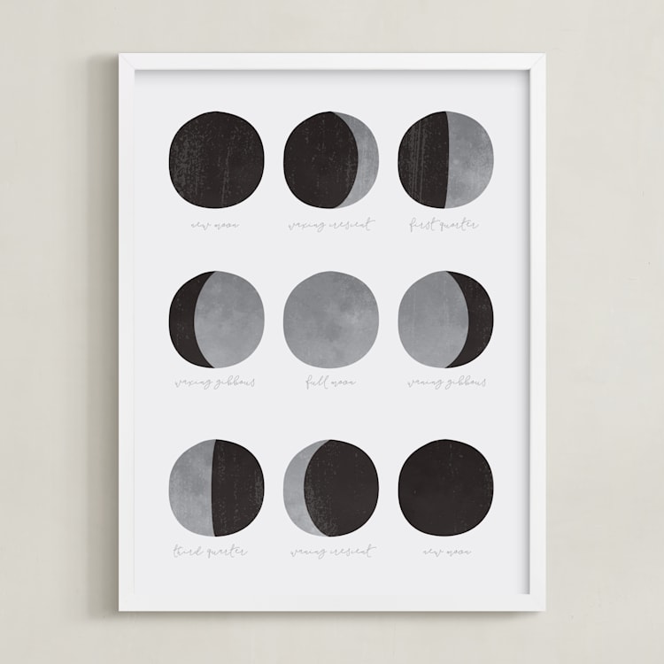 "the lunar cycle" - Art Print in Moon Rock by Dawn Jasper - Framed