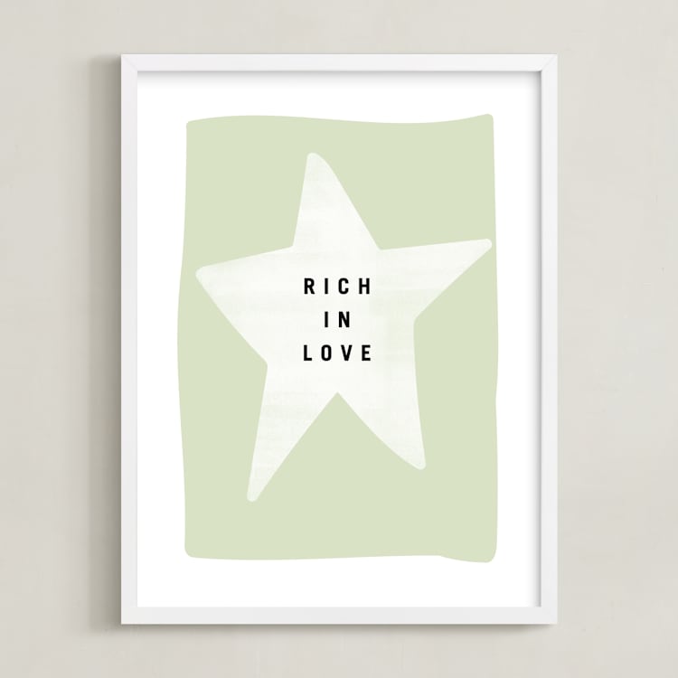 "rich in love" - Art Print in mint by Lindsay Stetson Thompson - Framed