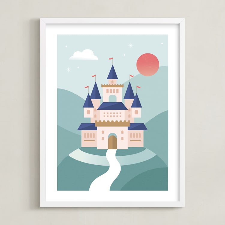 "Fairy Tale" - Art Print in Aqua by Kristen Smith - Framed