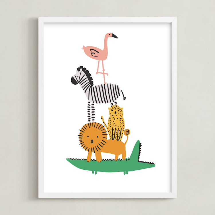 "Safari Stack" - Art Print in Jungle by Hudson meet Rose - Framed