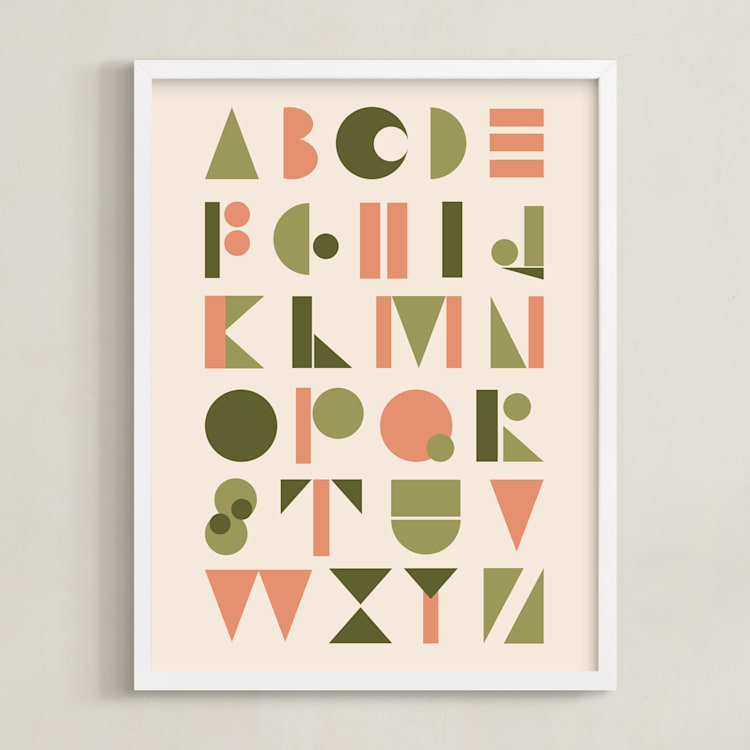 "Mod Alphabet" - Art Print in Olive by Morgan Kendall - Framed