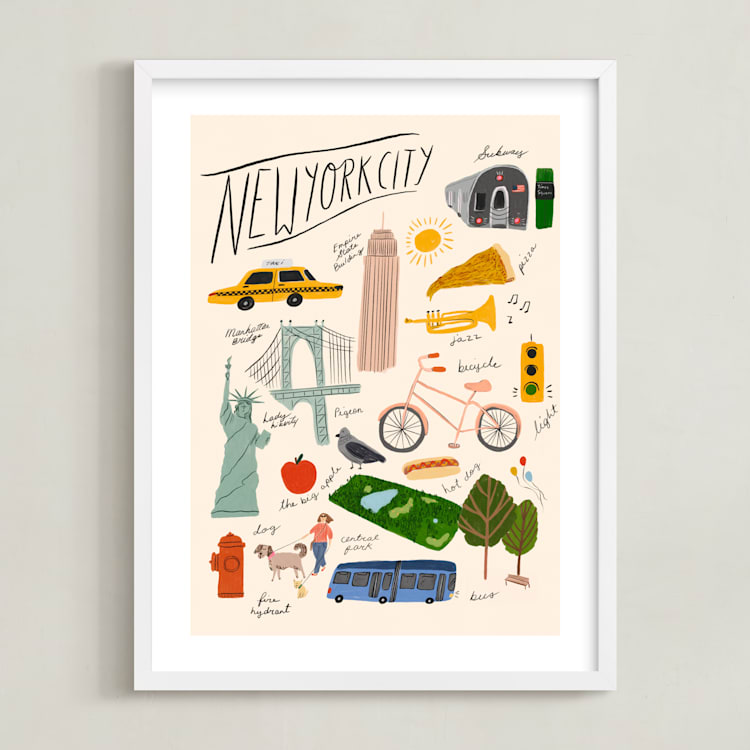 "NYC" - Art Print in Manhattan Cream by Sierra Lee - Framed
