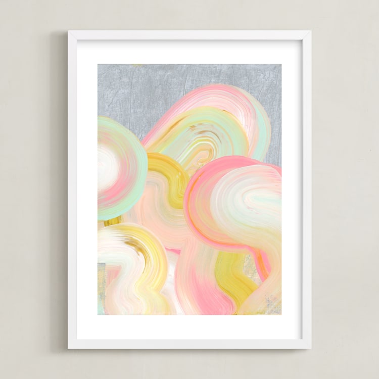 "Iced Swirls" - Art Print in Sherbet by Carol Barber - Framed