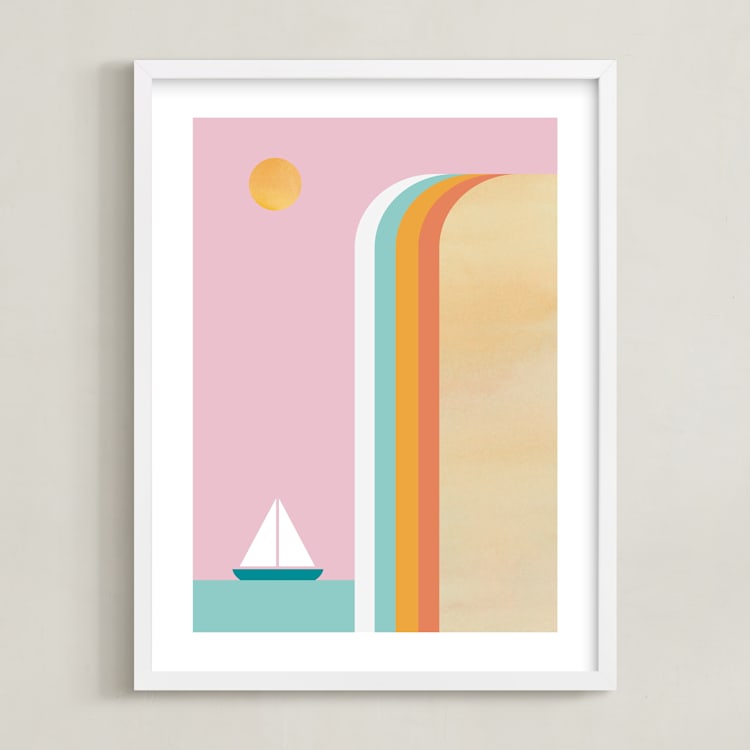 "Smooth Sailin" - Art Print in Pastel Rainbow by sue prue - Framed
