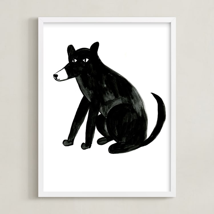 "dog" - Art Print in Ink by Alexandra Dzh - Framed