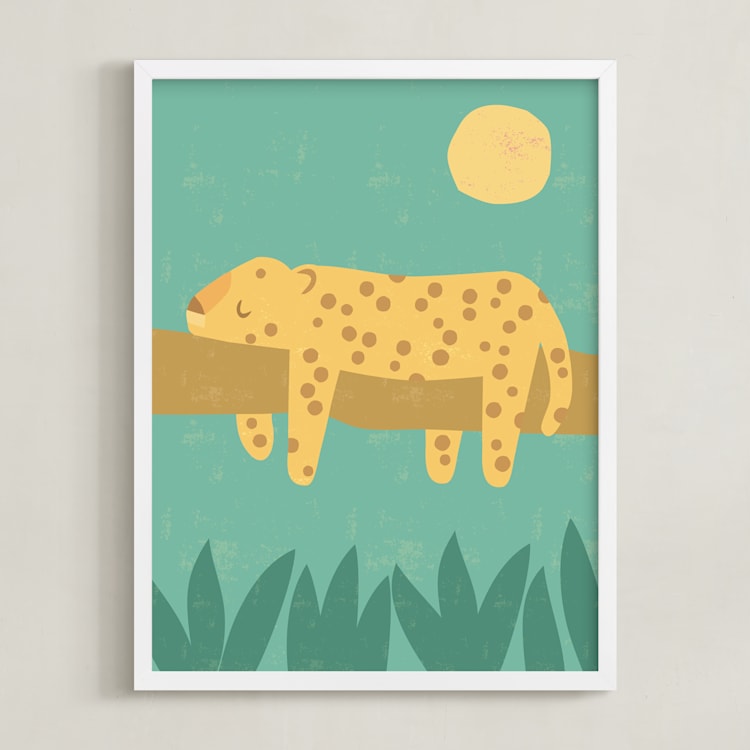 "Jungle Siesta" - Art Print in Jade by Angela Thompson - Framed