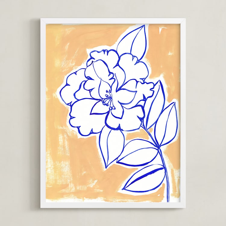 "Lush Botanical Gallery I" - Art Print in Peach by Lise Gulassa - Framed