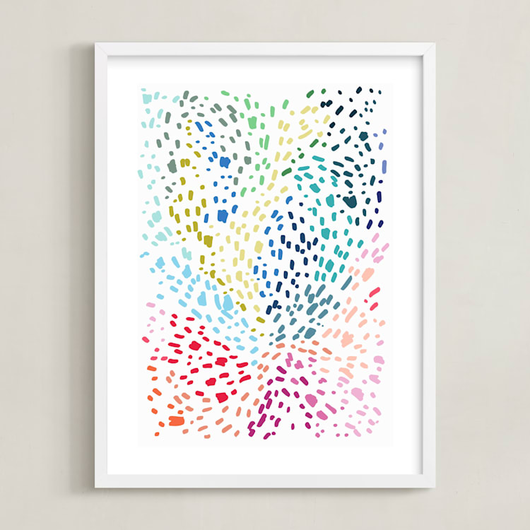 "Spots and Dots" - Art Print in Aqua by Katie Craig - Framed