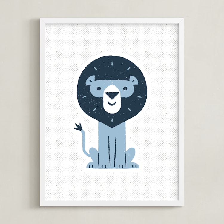 "mr LION" - Art Print in Raindrop by Bob Daly - Framed